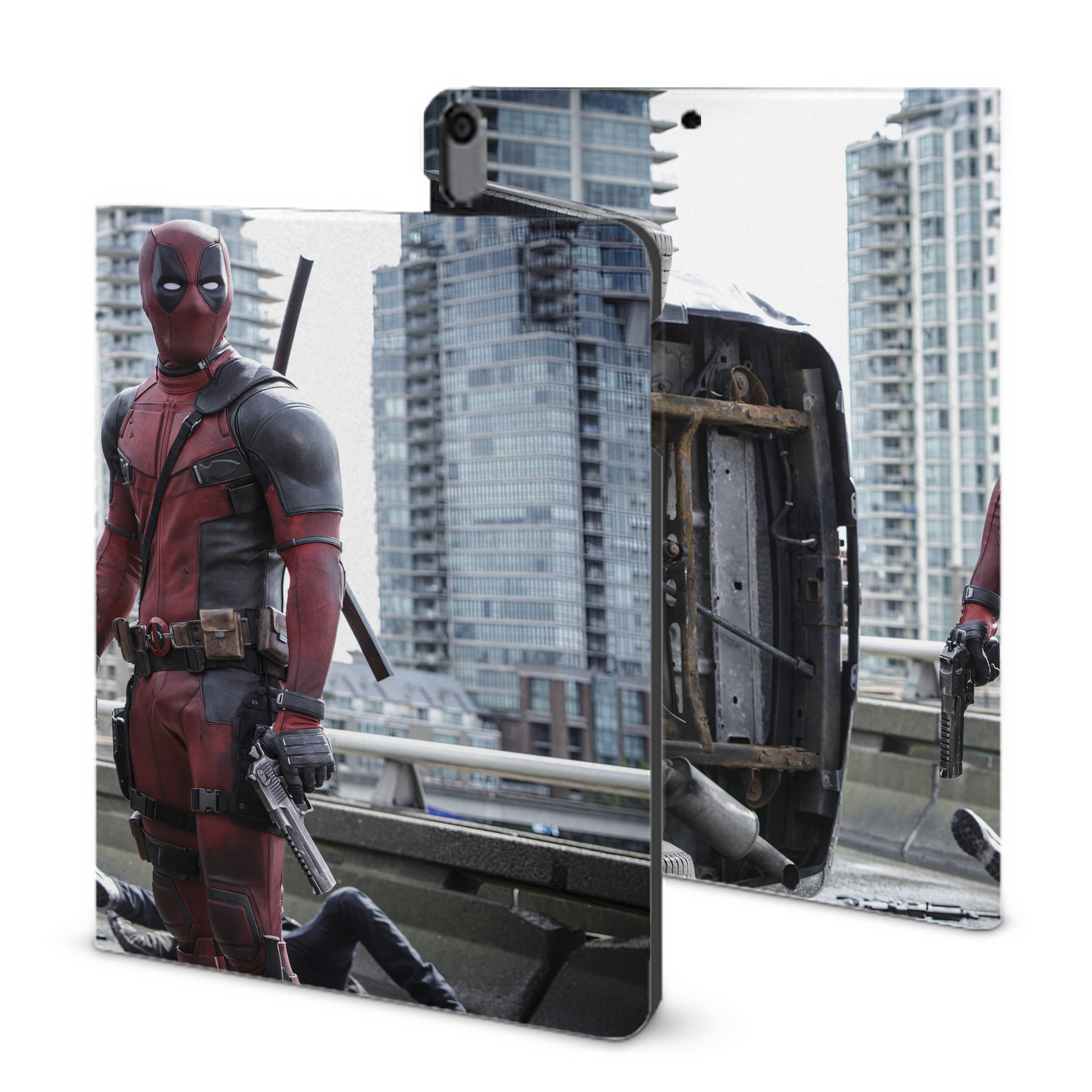 （画像用） Deadpool デッドプール IPad ケース ブック型 PUレザー TPU 耐衝撃 軽量 薄型 ペン収納なし 全面保護 IPad 各モデル対応